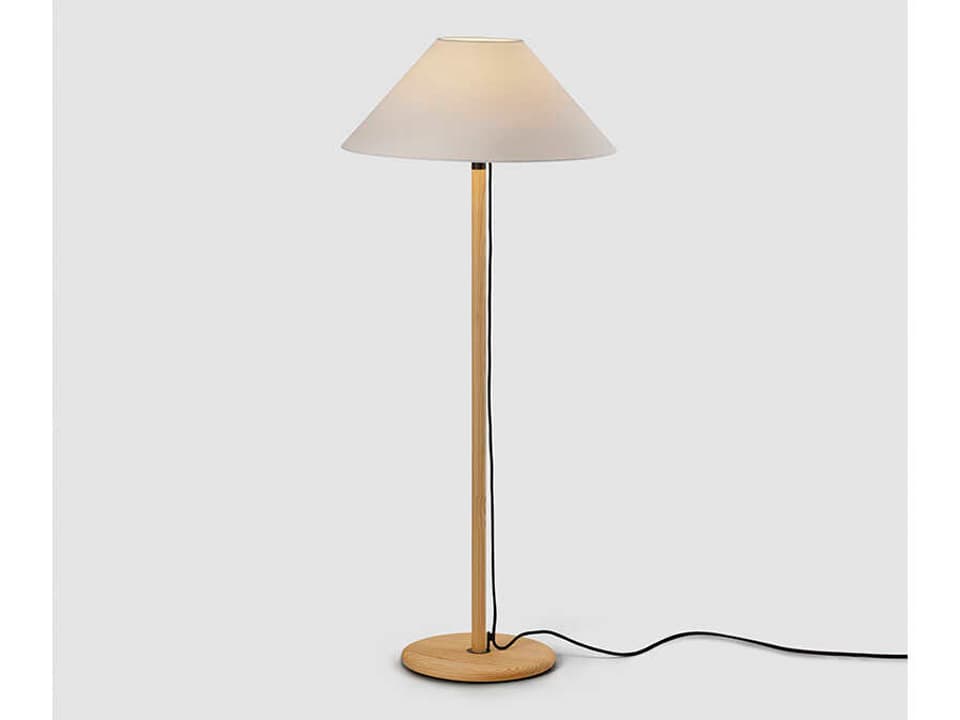 Clasica Pinewood Melis Floor Lamp with White Parchment Shade