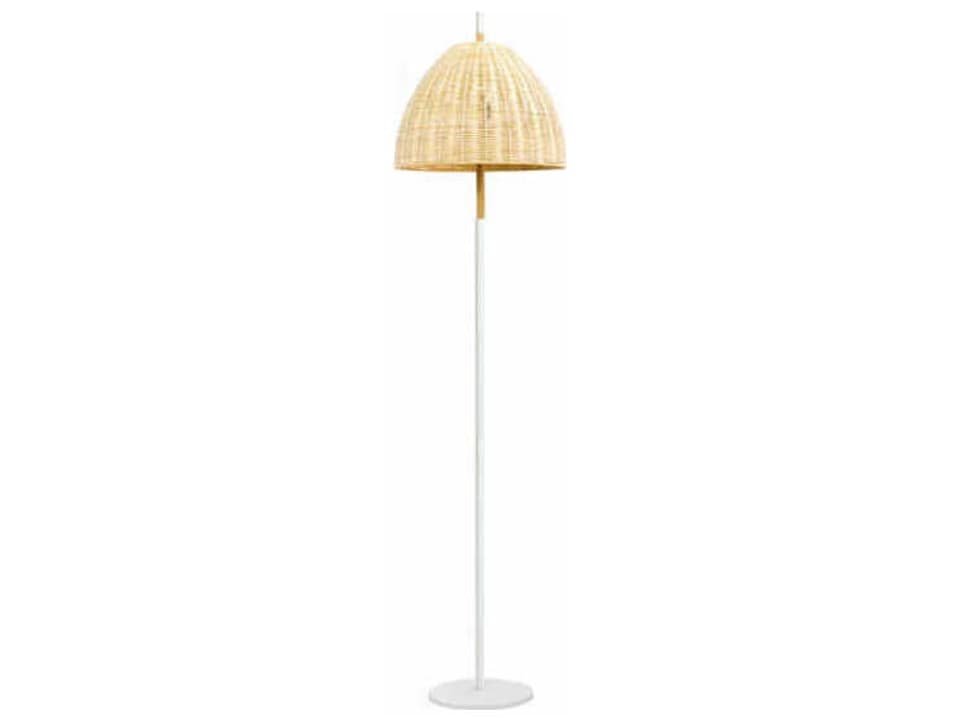 Ama Natural Wicker Floor Lamp with White Base