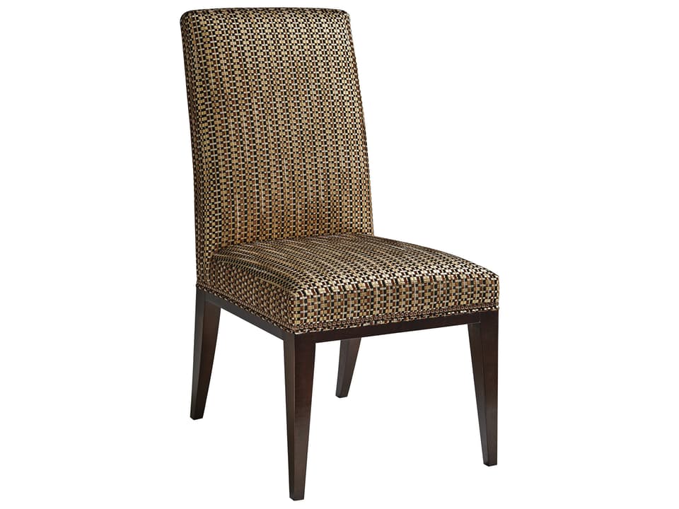 Lowell Upholstered Leather Dining Side Chair in Brown with Arlington Finish