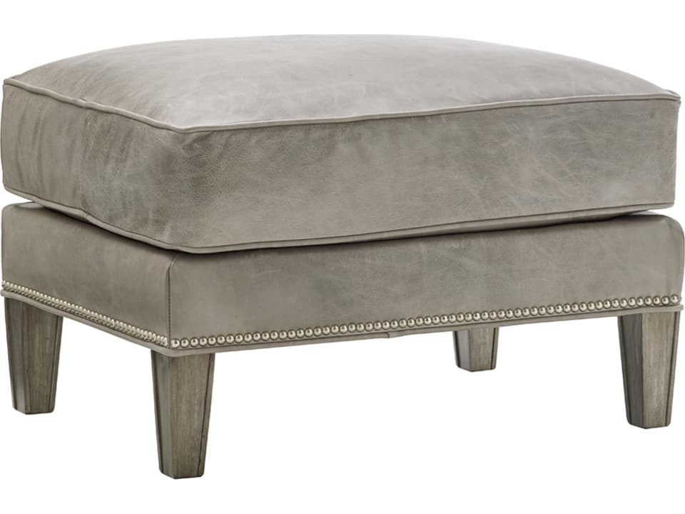 Kensington Place Ashton Rectangular Leather Ottoman in Misty Gray