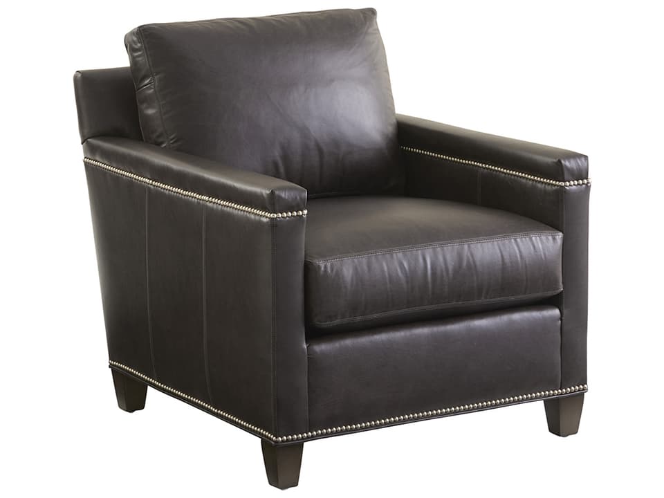 Upholstery Strada Leather Accent Chair with Nailhead Trim