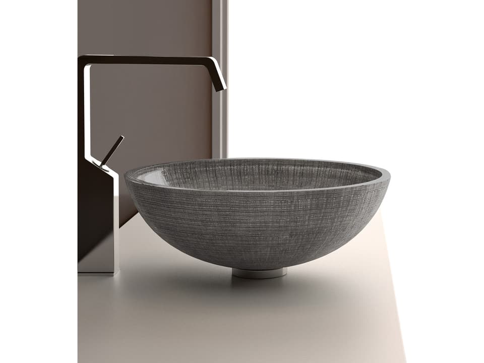 Zaffirina Glass Vessel Sink in Silver Black