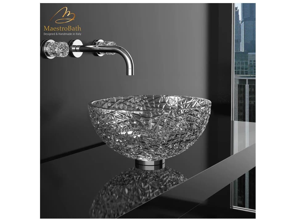 Carminia Modern Transparent Crystal Vessel Bathroom Sink