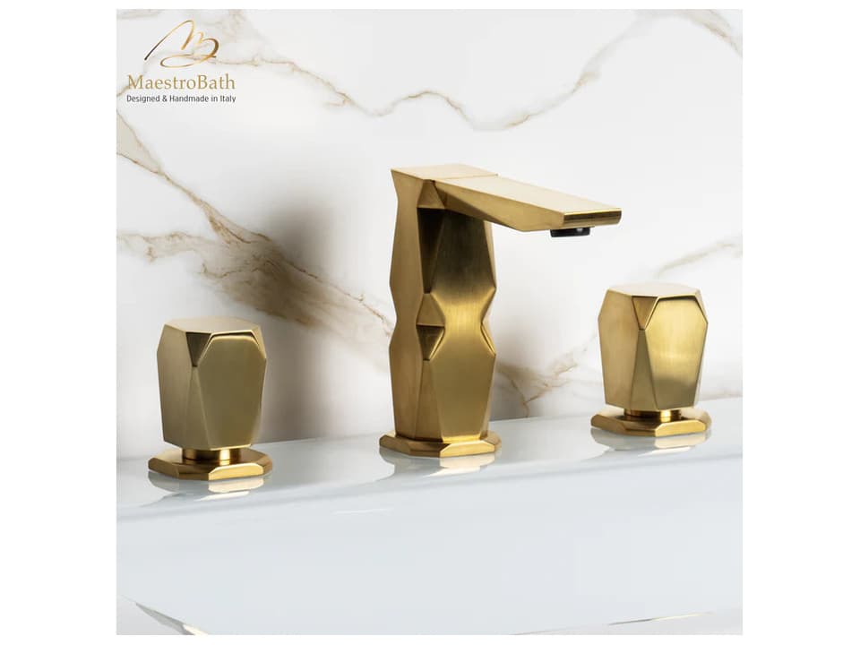 Bellavista 3-Hole Widespread Bathroom Faucet in Brushed Gold