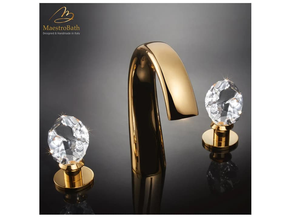 Lucente Luxury 3-Hole Bathroom Faucet in Polished Gold