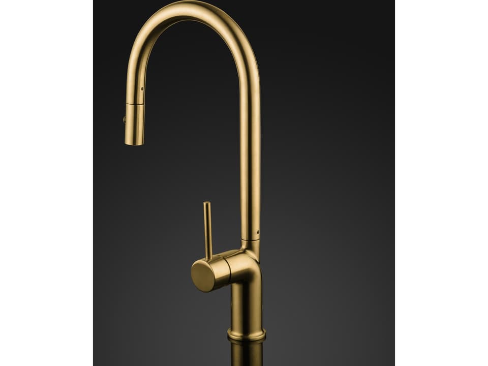 Auristella Modern Single Handle Kitchen Faucet in Brushed Gold