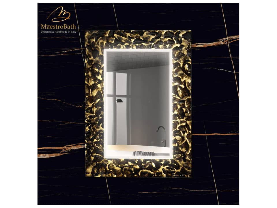 Armonia LED Wall Mirror in Black and Gold