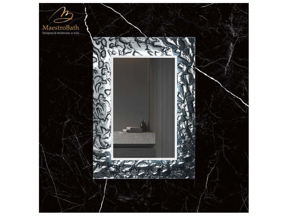 Armonia Single Mirror 39 x 28 Inch with LED Lighting Grey-Smoke Silver