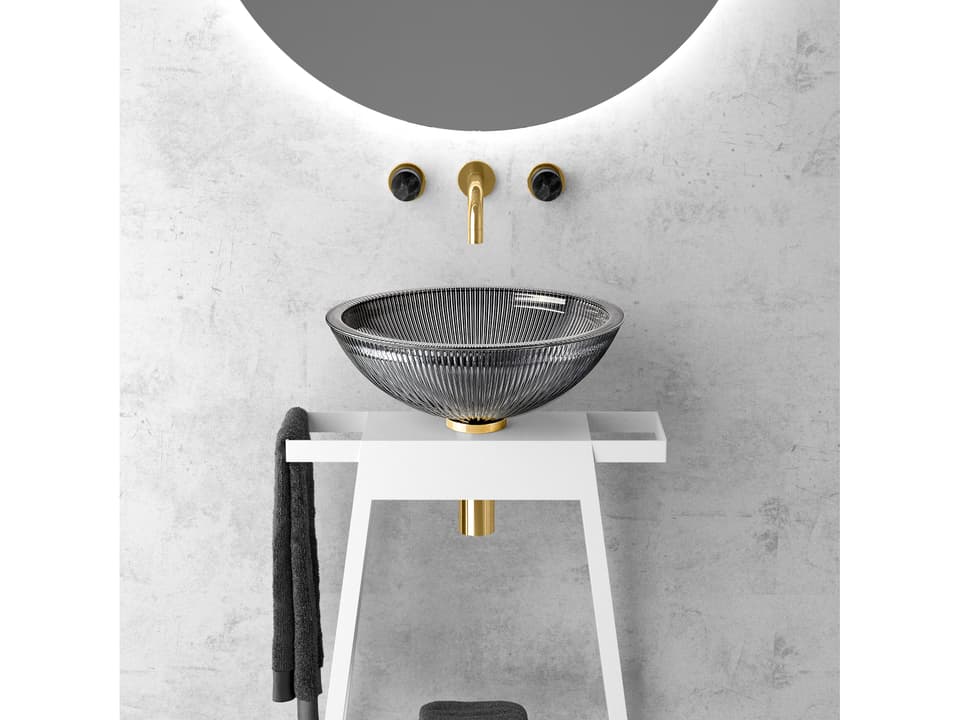 Allegrezza Luxury Round Crystal Vessel Sink in Black