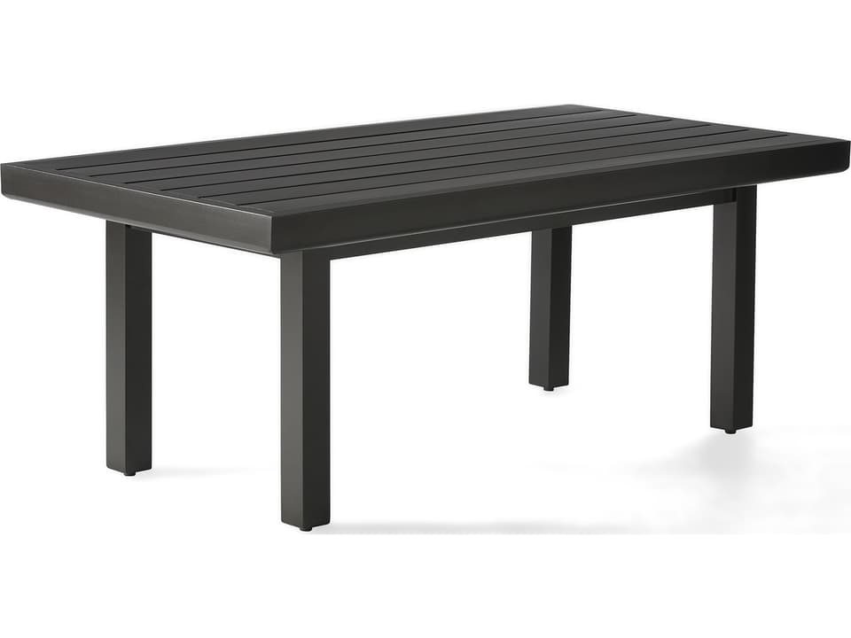 Trinidad Rectangular Slatted Top Outdoor Coffee Table in Aluminum