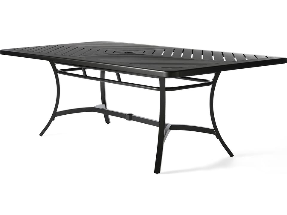 Fulton 84-Inch Rectangular Outdoor Dining Table with Umbrella Hole in Aluminum