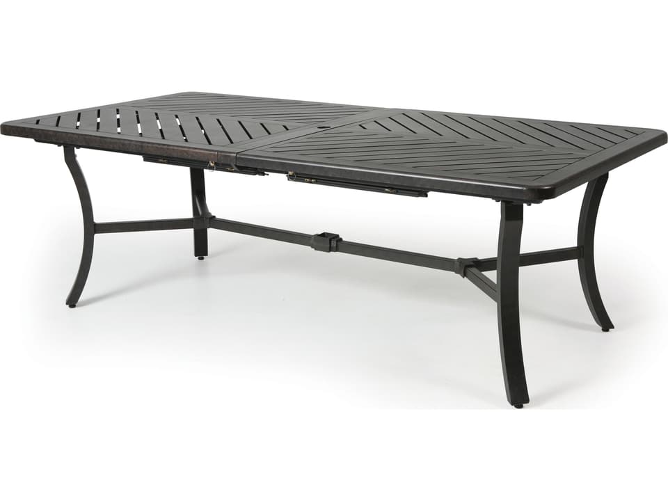Fulton Rectangular Extension Dining Table with Umbrella Hole Aluminum