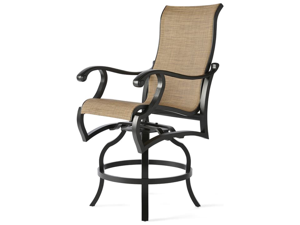 Volare Sling Swivel Outdoor Counter Stool in Cast Aluminum