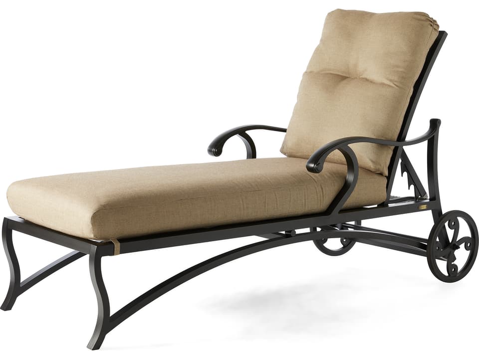 Volare Cushion Adjustable Outdoor Chaise Lounge with S Curve Arms