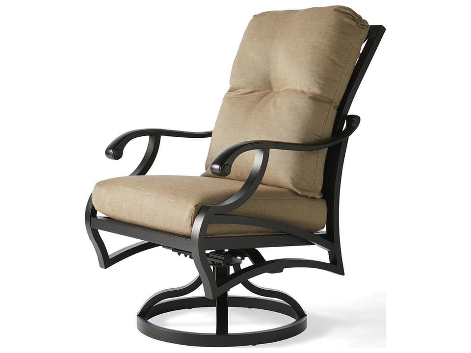 Mallin Georgetown Sling Aluminum Swivel Rocking Dining Arm Chair