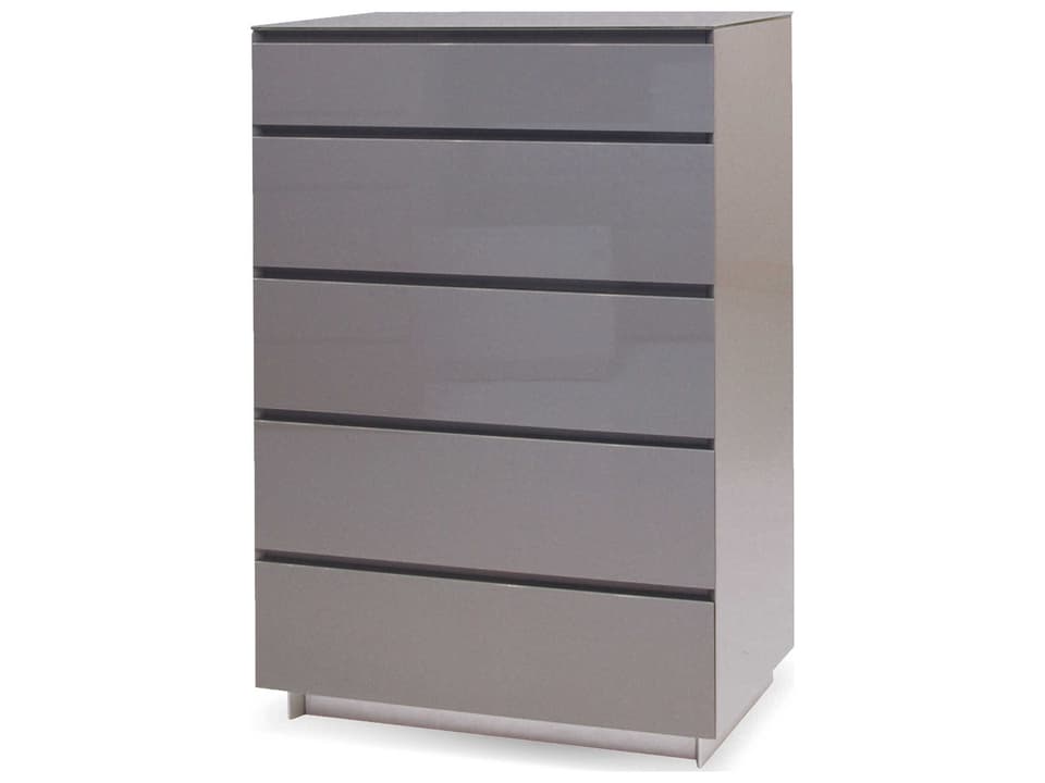 Savvy 5-Drawers High Gloss Light Grey Accent Chest