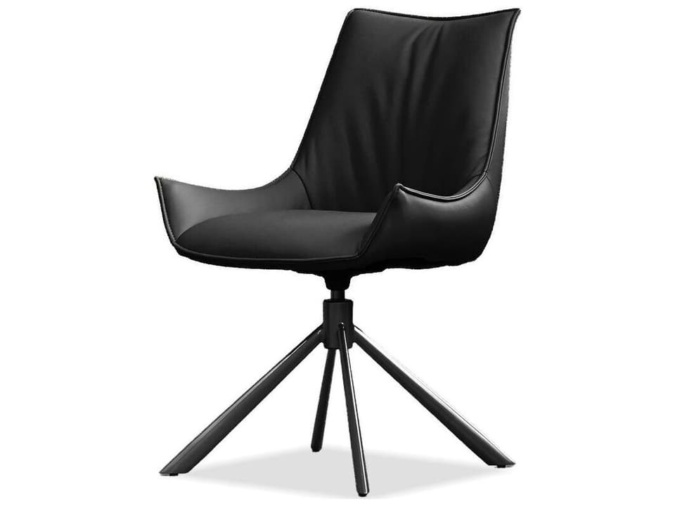 Giulia Swivel Dining Chair in Black Leather