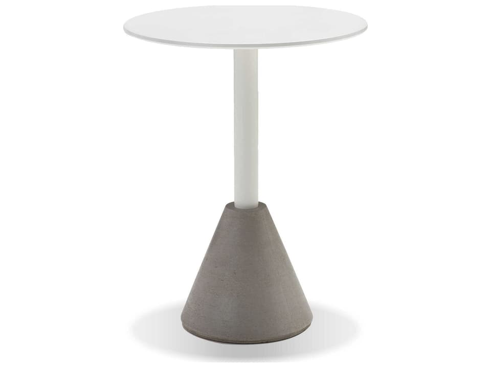 Cayo Round 23-Inch Dining Table White Concrete and Galvanized Steel