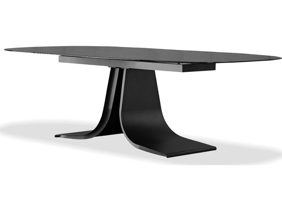 Ponza 103-Inch Oval Dining Table with Black Modern Melt Glass Top