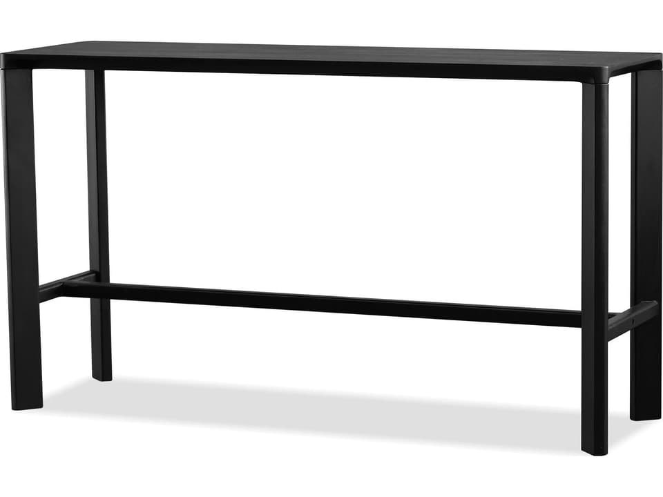 Plank Rectangular Teak Wood Dining Table in Black Soot Finish