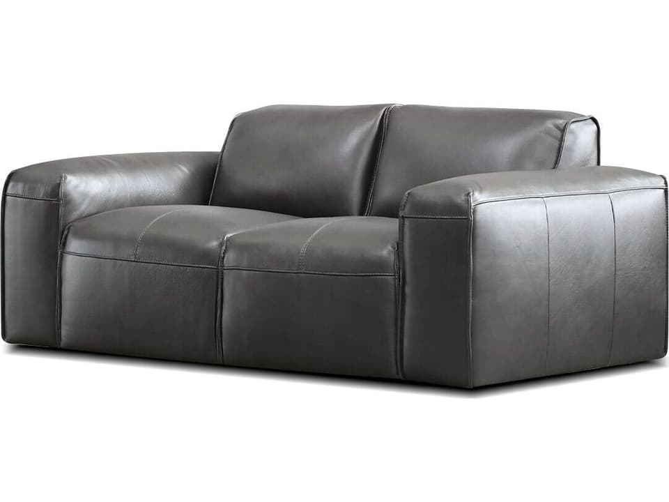 Boone Gray Leather Loveseat