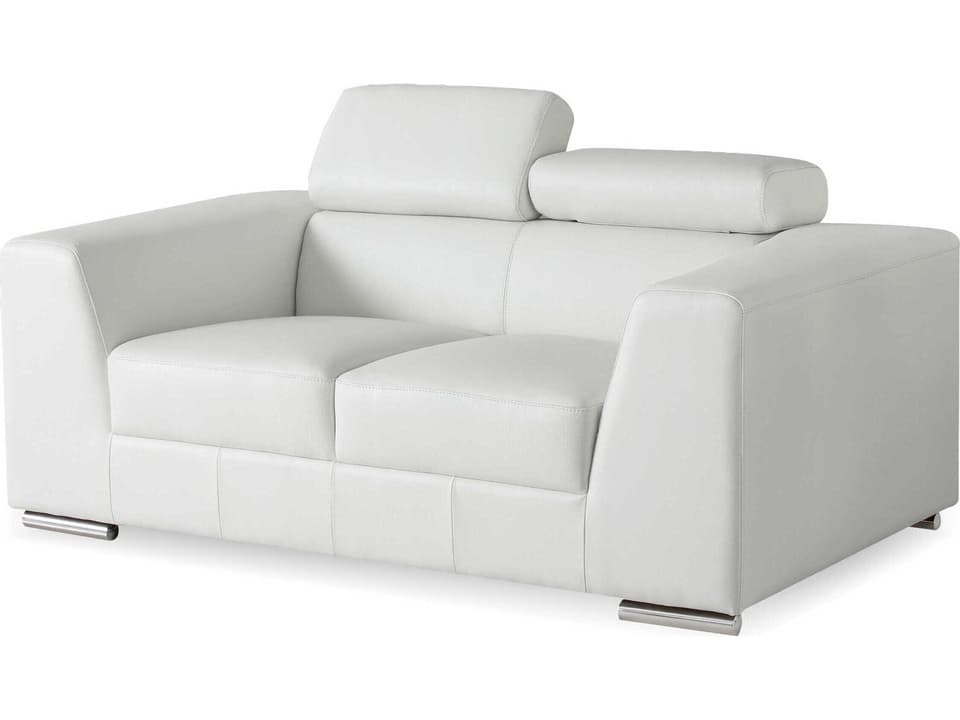 Icon White Leather Loveseat