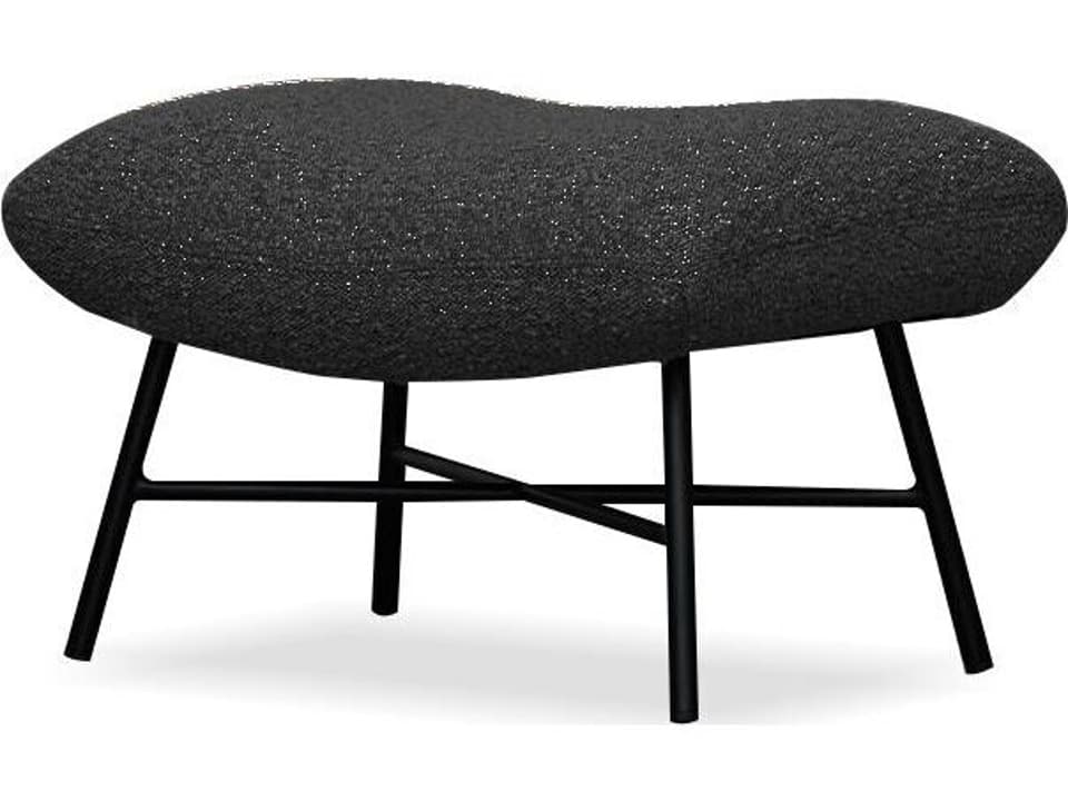 Caraway Black Faux Leather Ottoman