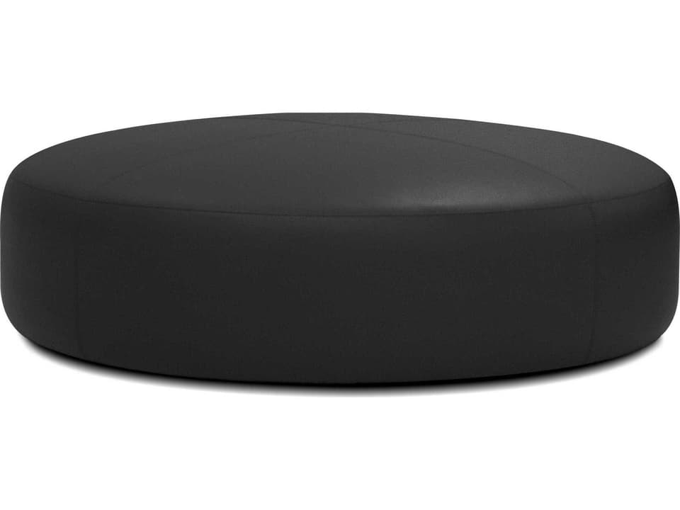 Disc Black Faux Leather Ottoman