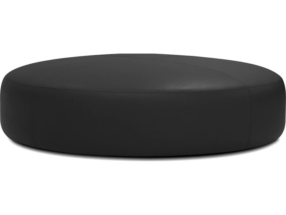 Disc Black Leatherette Ottoman