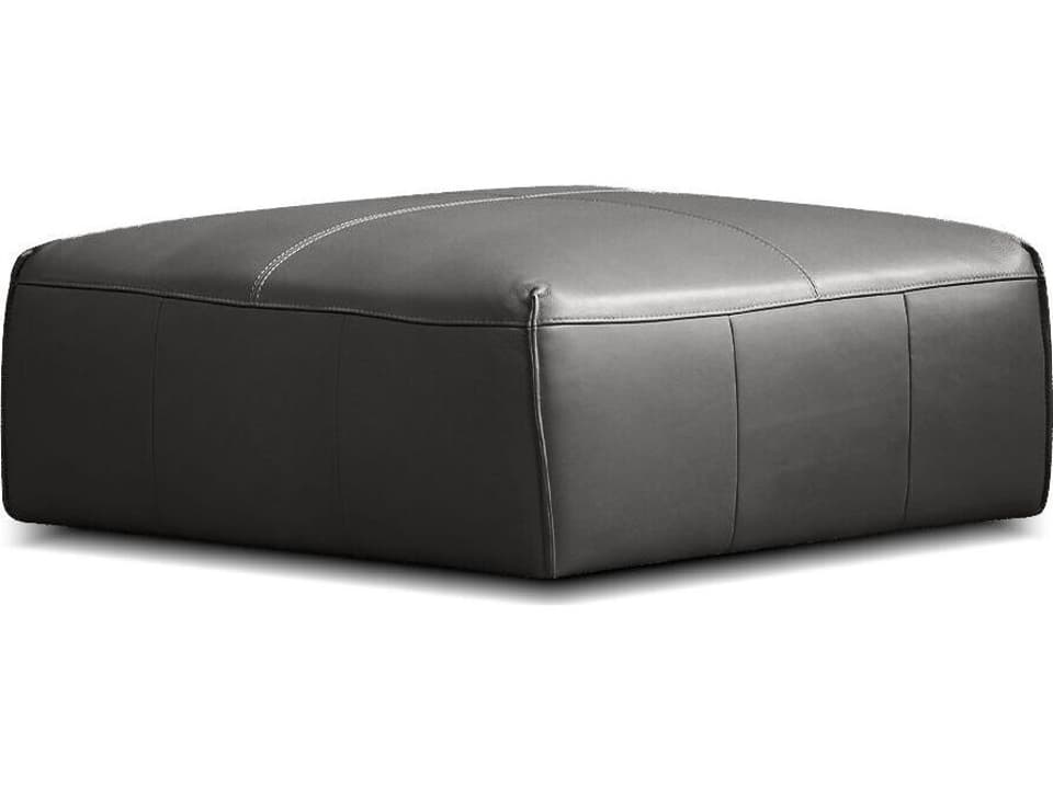 Boone Gray Leather Ottoman