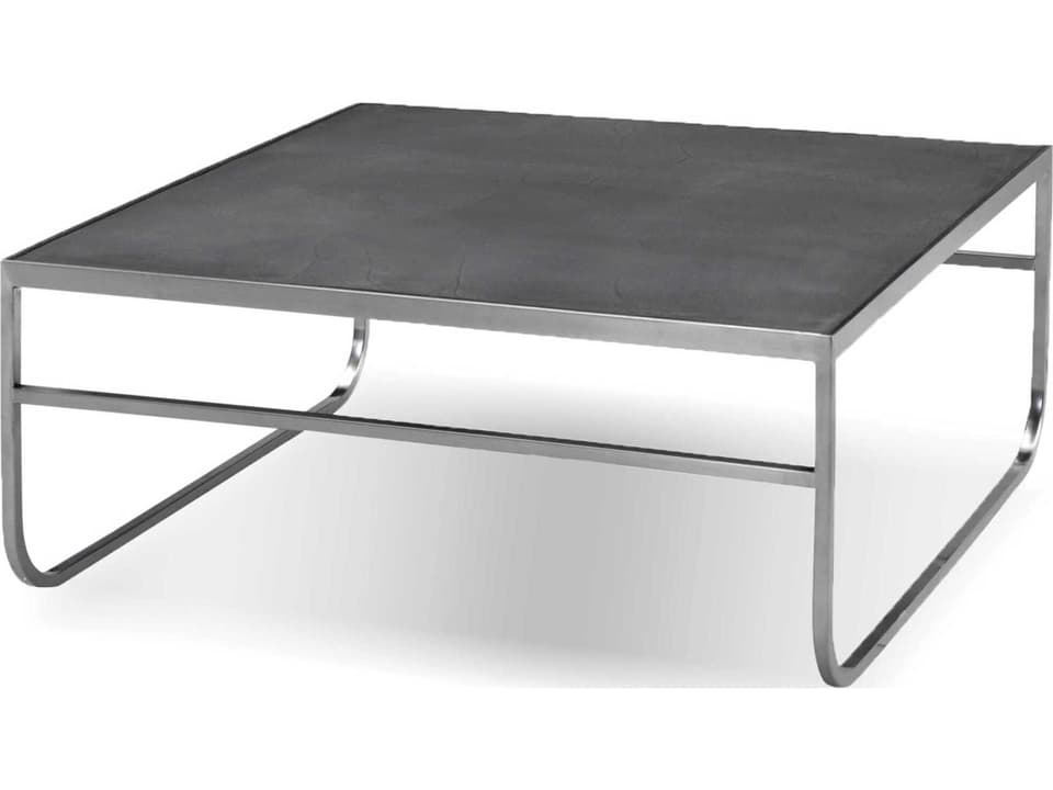 Crete Square Concrete Brushed Stainless Steel Coffee Table