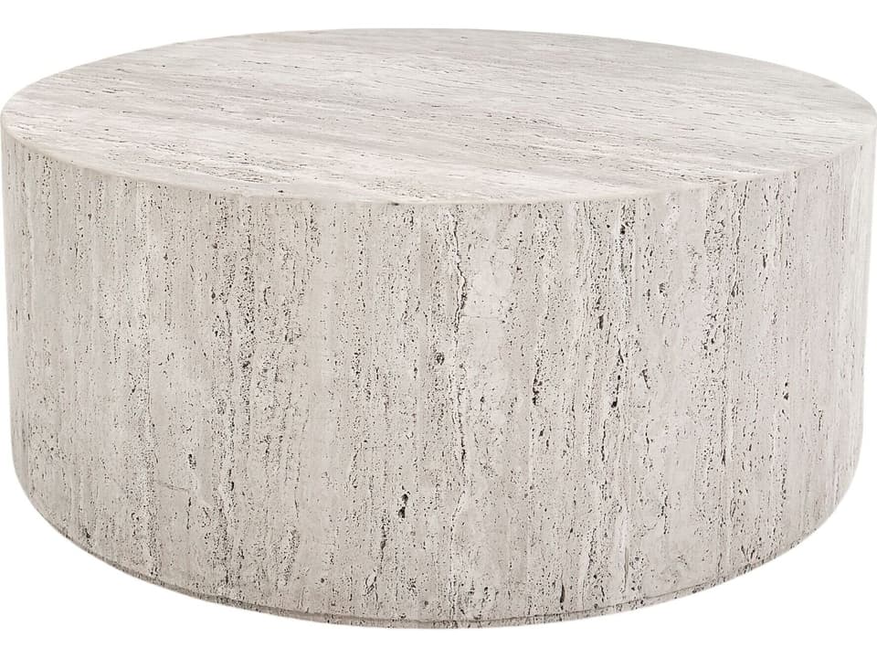 Post Round Stone Coffee Table
