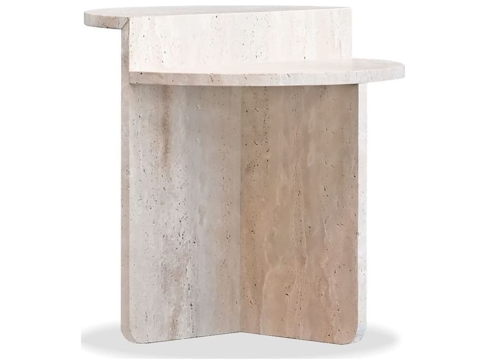 Elio Round Travertine Marble End Table