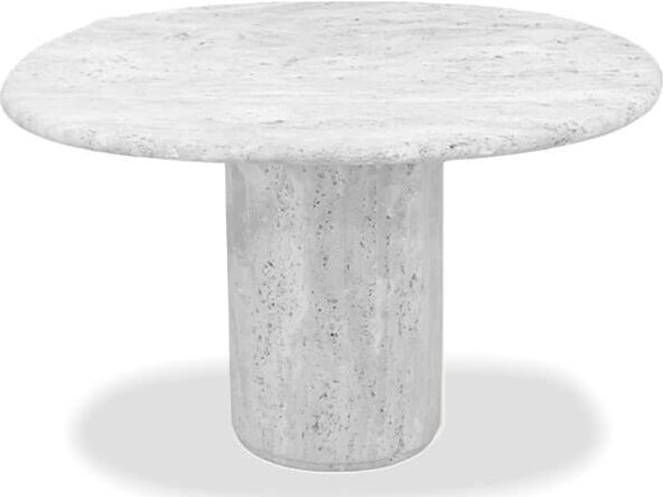 Puddle Low Round Grey Travertine Stone End Table