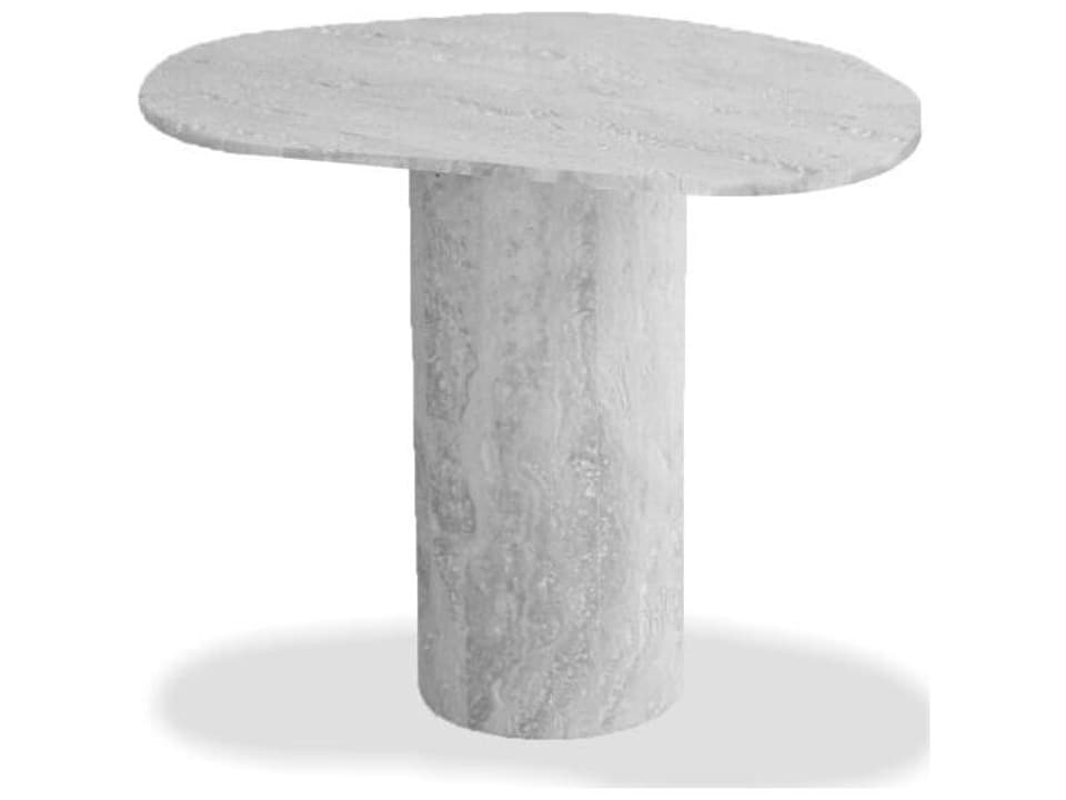 Puddle Grey Travertine Marble End Table