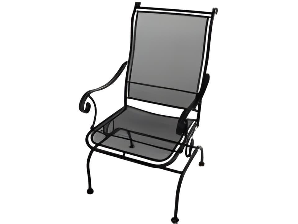 Alexandria Wrought Iron Coil Spring Patio Dining Arm Chair