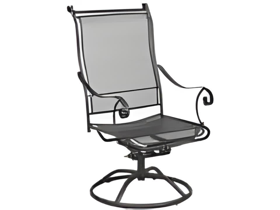 Alexandria Wrought Iron Swivel Rocker Outdoor Dining Arm Chair