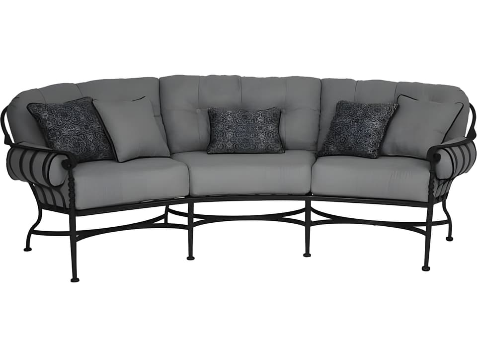 Athens Deep Seating Wrought Iron Crescent Outdoor Sofa
