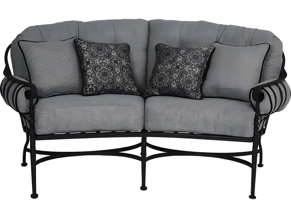 Athens Crescent Outdoor Wrought Iron Loveseat Sofa
