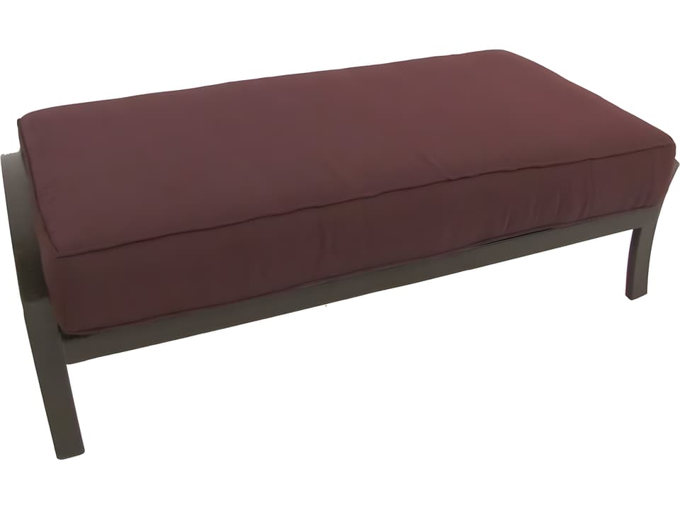 Maddux Outdoor Wrought Iron Ottoman Bench with Cushion
