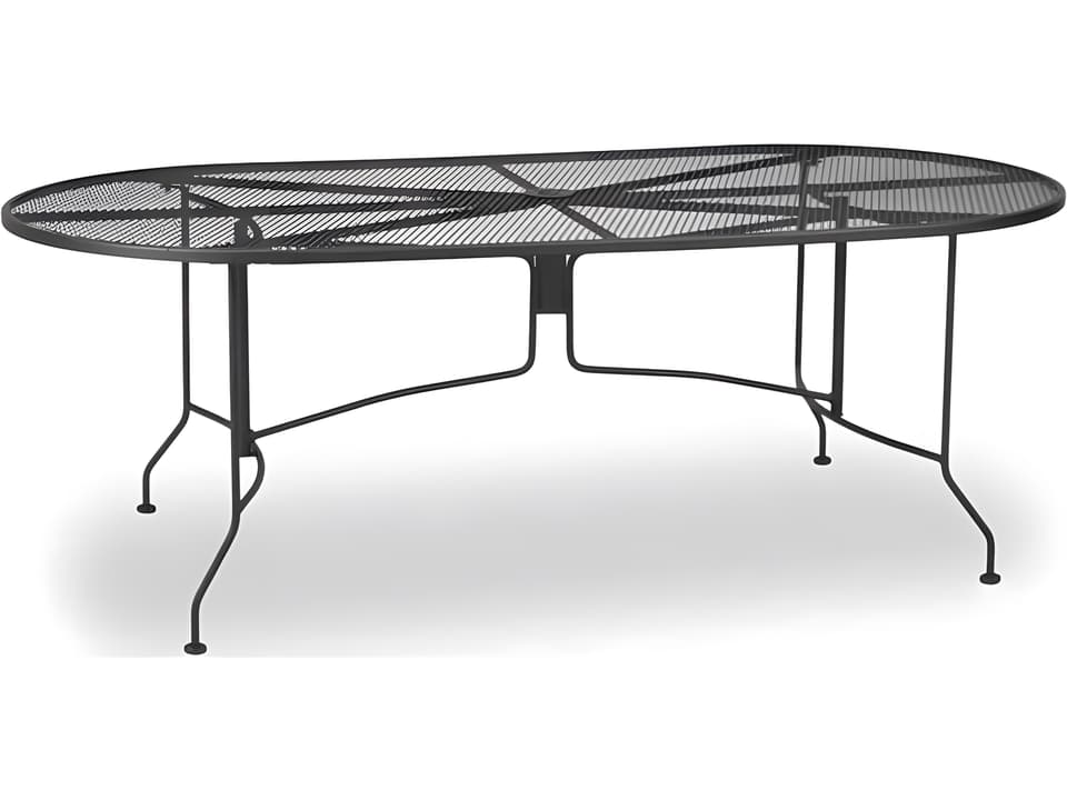 【WAQ】 MULTI IRON TABLE Meadowcraft Micro Mesh Wrought Iron 84''W x 42''D Oval Dining