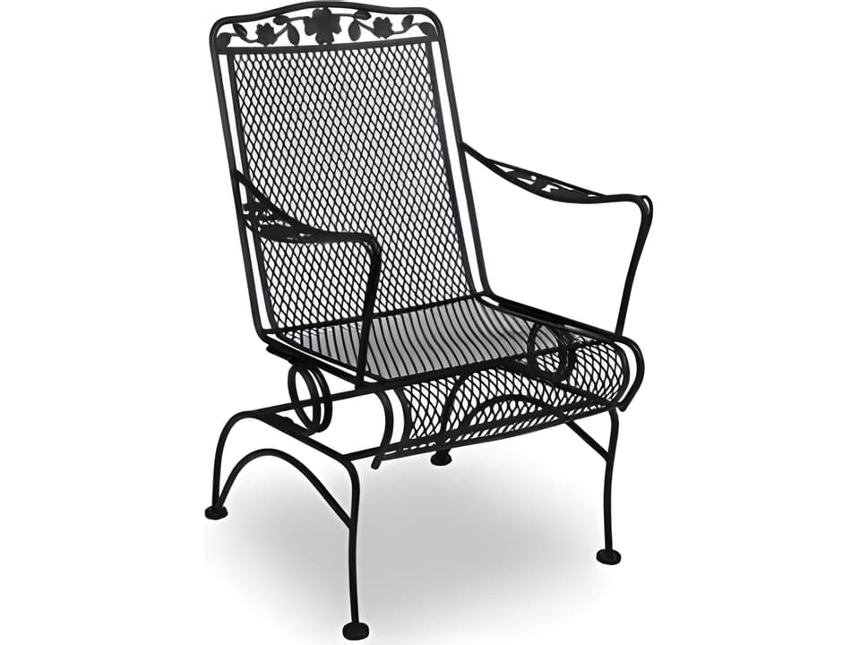 Dogwood Wrought Iron Coil Spring Patio Dining Arm Chair