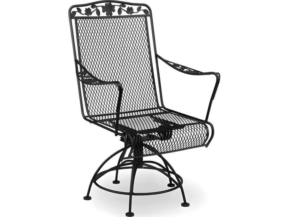 Dogwood Wrought Iron Swivel Rocker Dining Arm Chair