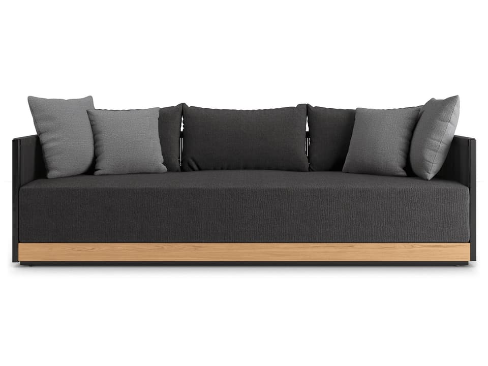 Modloft Clifton 3-Seat Outdoor Sofa with Performance Fabric Cushions in Black