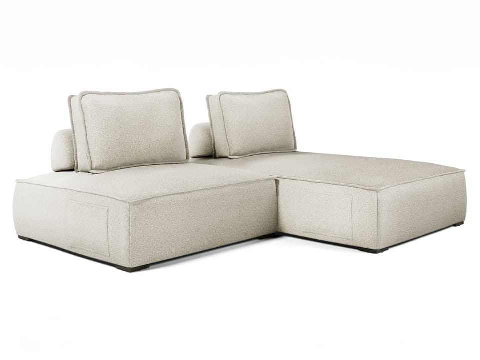 Bahia 2-Piece Right Facing Modular Sectional Sofa with Greige Fabric Cushions