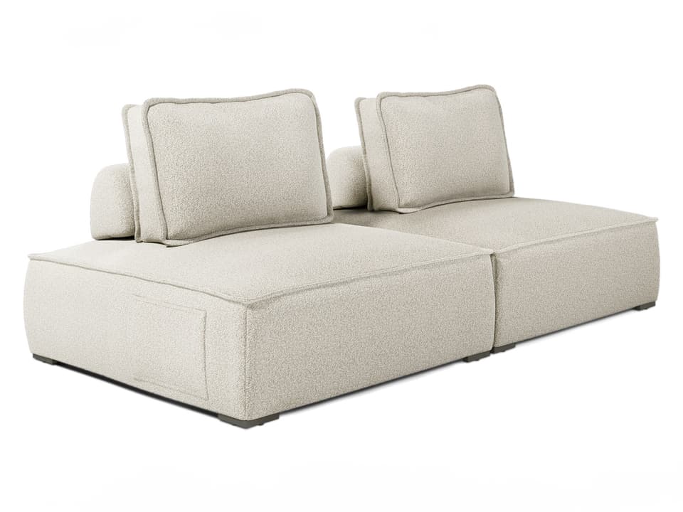 Bahia 2-Piece Aluminum Modular Sectional Sofa with Greige Fabric