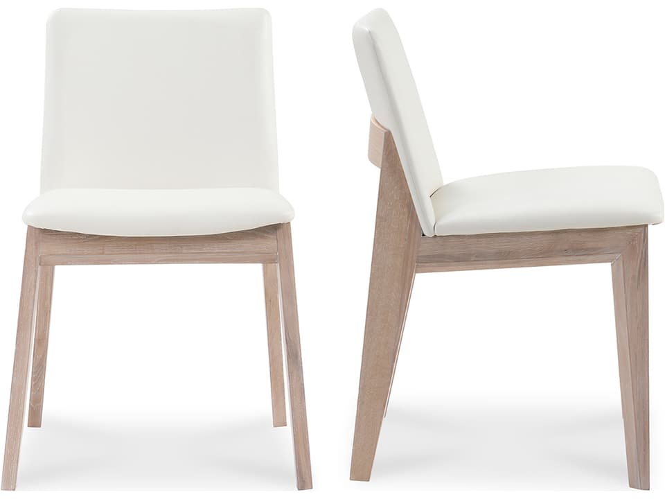 Deco Oak Wood Upholstered Side Dining Chair - Set of Two