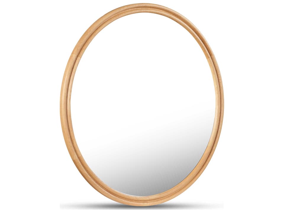 Alcott Natural Oak Round Wall Mirror 48 Inch Diameter