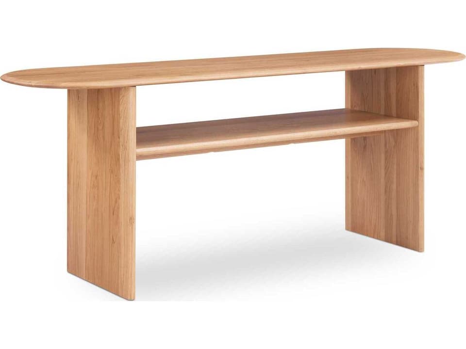 Ruby Oval Wood Console Table with Natural Oak Finish