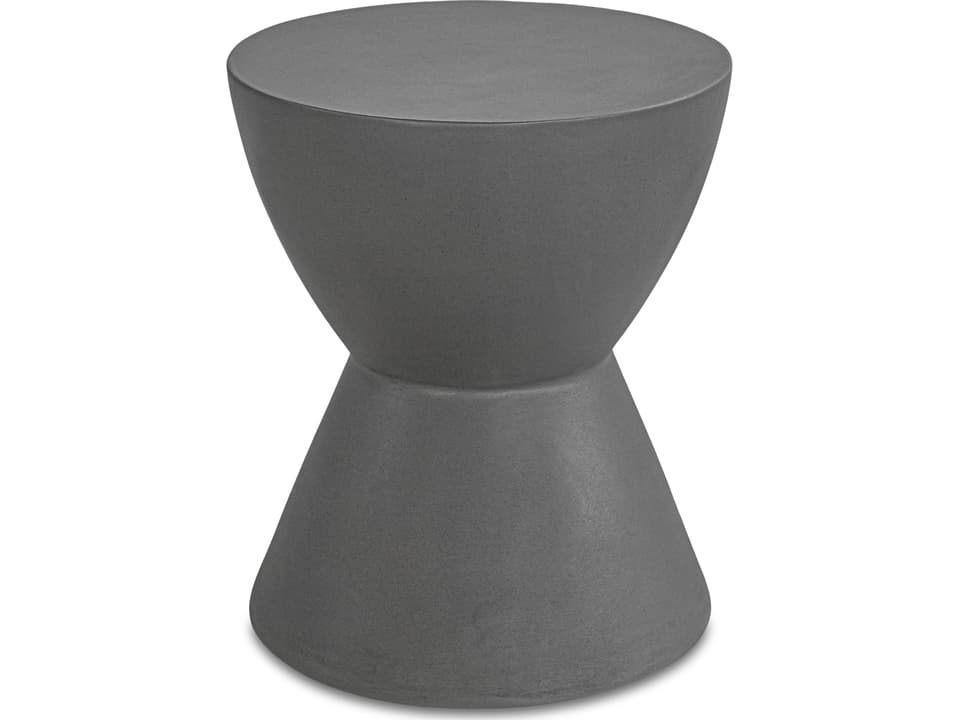 Hourglass Outdoor Accent Stool in Dark Grey Fiber Concrete